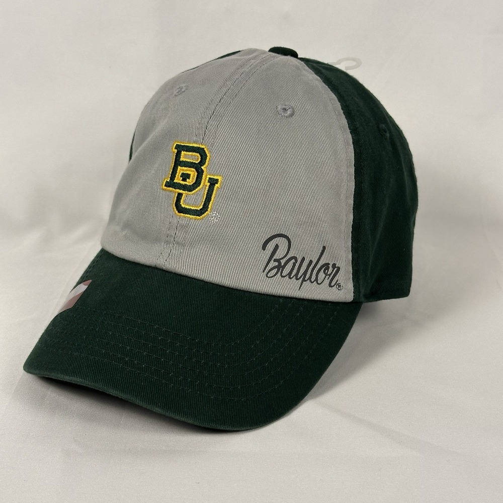 Baylor University Strapback Hat Green Gray Adjustable NCAA Bears Cap Collegiate